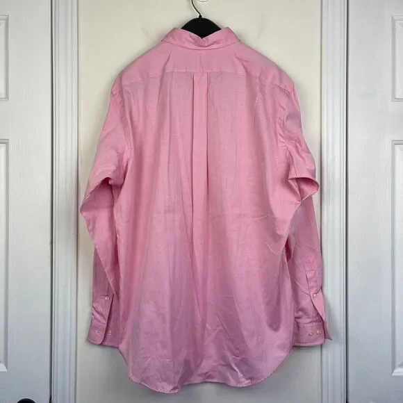 NEW Polo Ralph Lauren Mens 16.5 34/35 (Large) Cotton Button Down Solid Pink $125